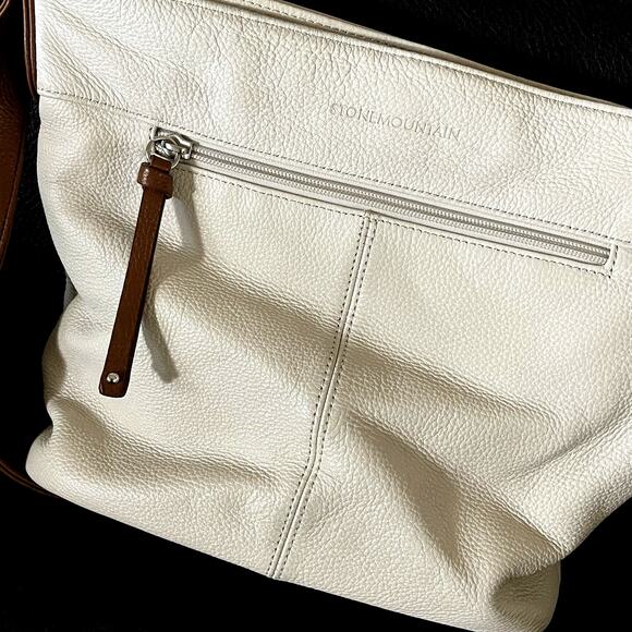 VTG Stone Mountain White Leather Shoulder Bag with Adjustable Strap - Picture 5 of 11